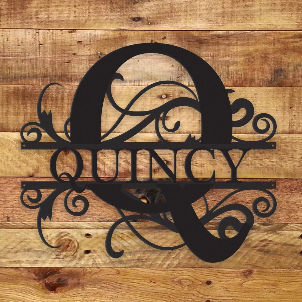 Personalized Fancy Monogram Metal Name Sign – Custom Steel Wall Decor (Indoor/Outdoor)