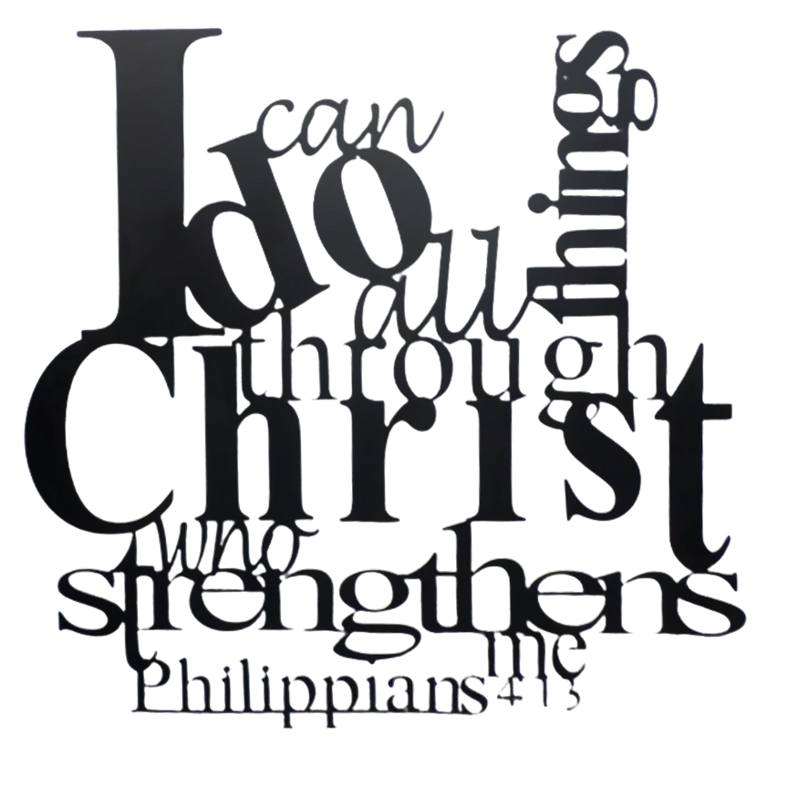 Philippians 4:13 Metal Wall Art – Christian Bible Verse Steel Decor & Inspirational Gift