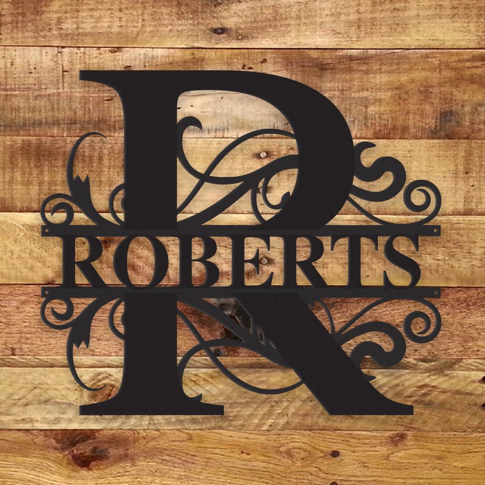Personalized Fancy Monogram Metal Name Sign – Custom Steel Wall Decor (Indoor/Outdoor)