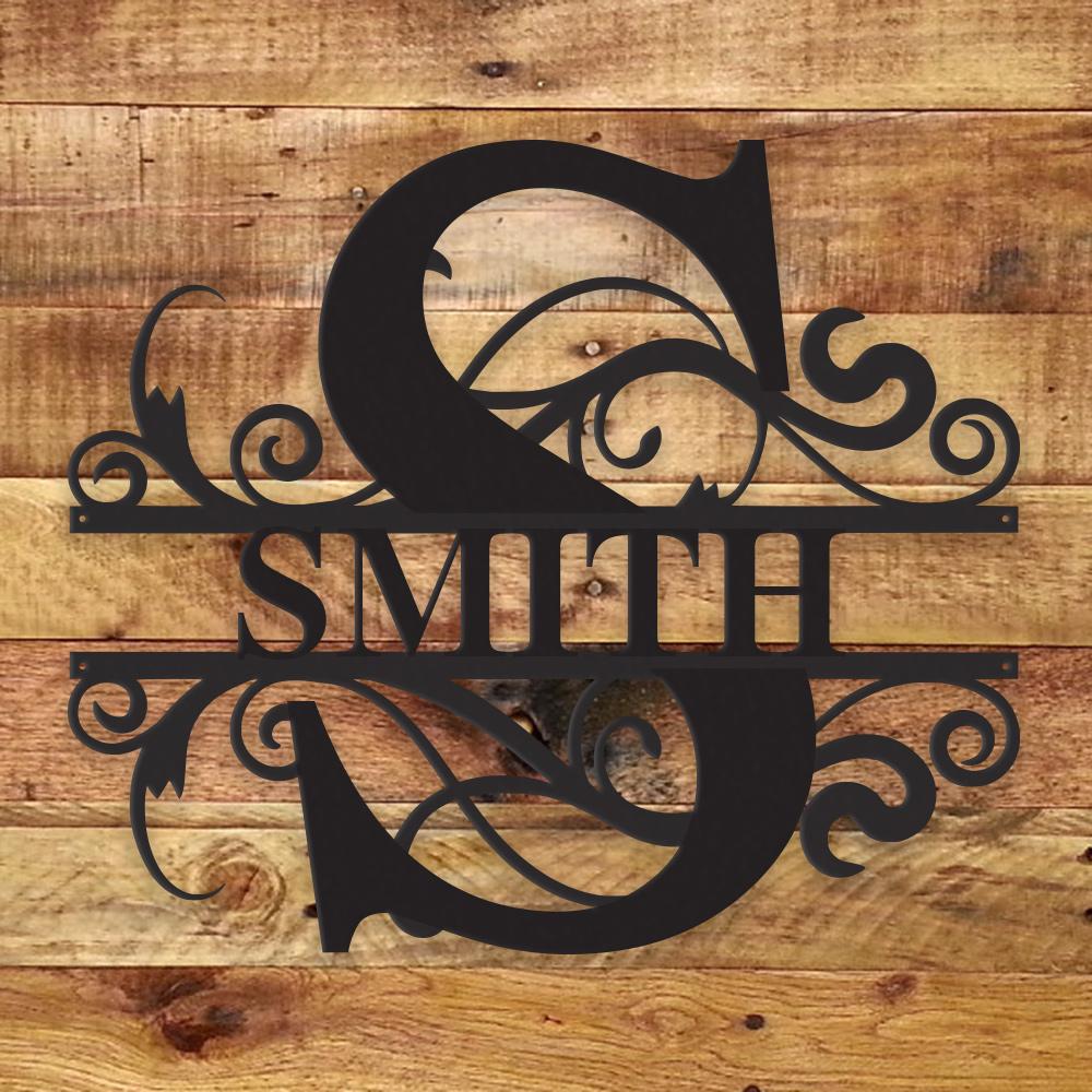 Personalized Fancy Monogram Metal Name Sign – Custom Steel Wall Decor (Indoor/Outdoor)