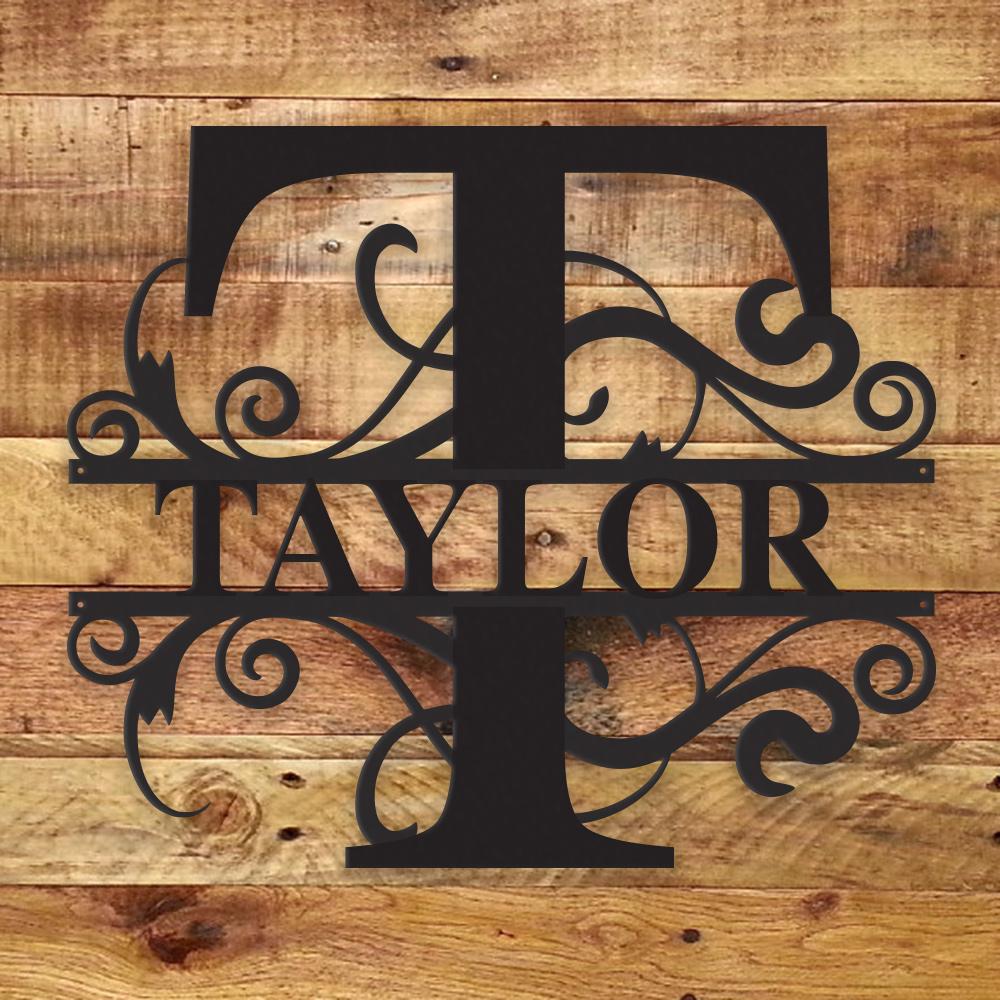 Personalized Fancy Monogram Metal Name Sign – Custom Steel Wall Decor (Indoor/Outdoor)