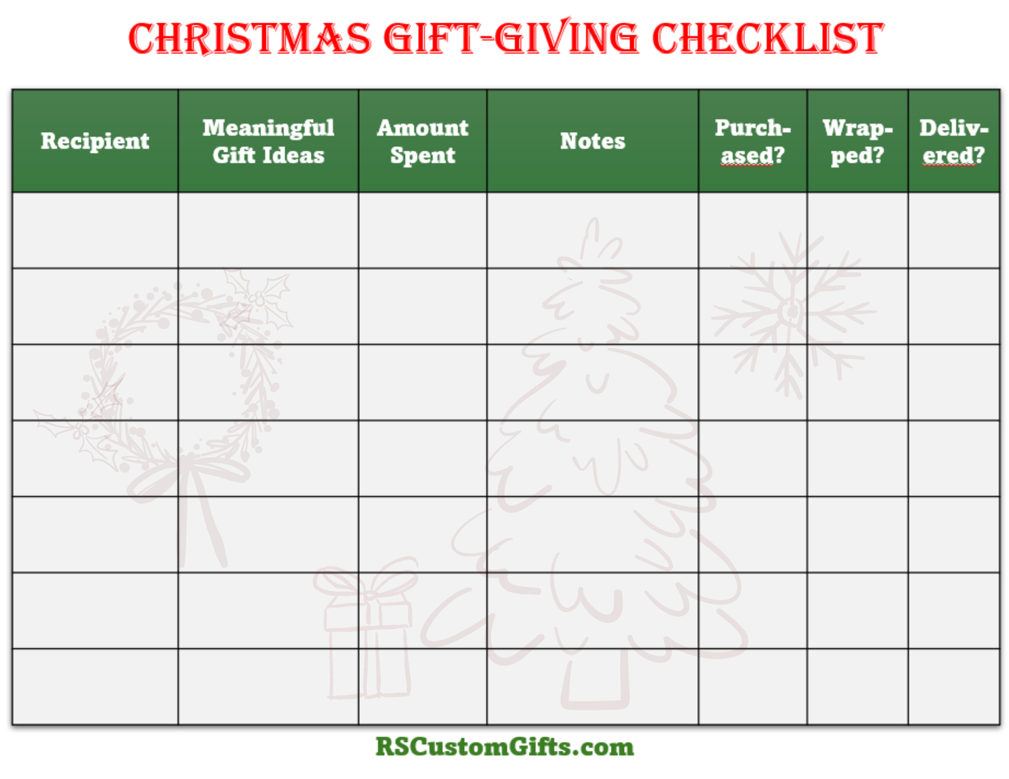FREE Christmas Gift-Giving Checklist