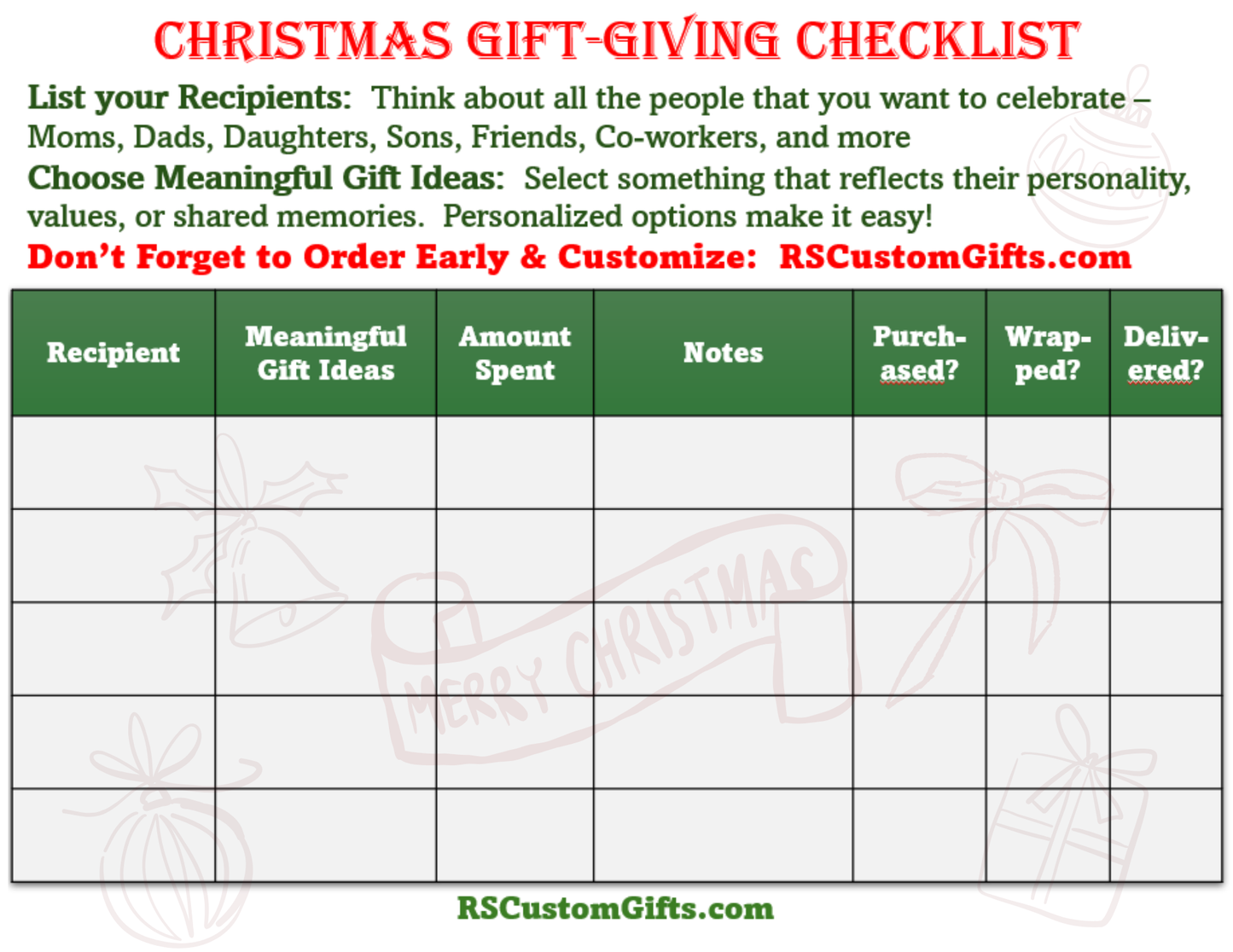 FREE Christmas Gift-Giving Checklist