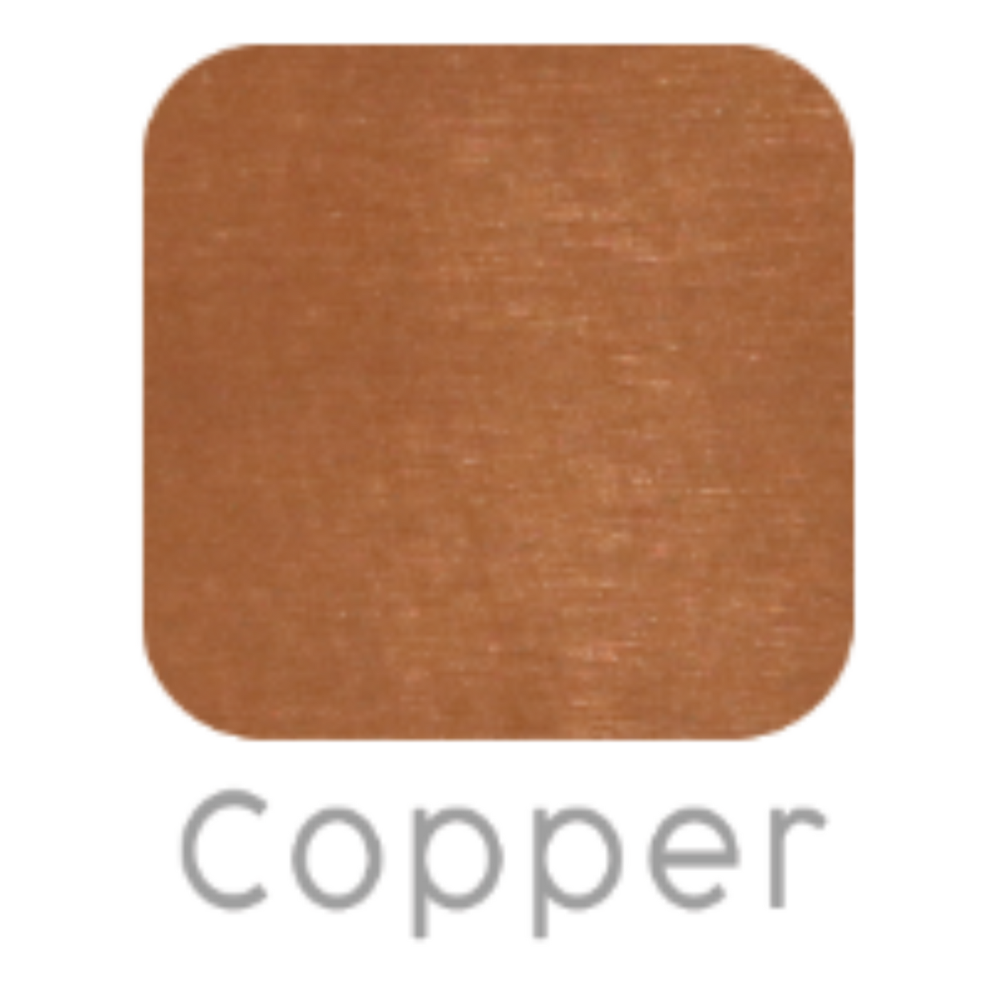 Square swatch of copper color with the word 'Copper' below it on a white background