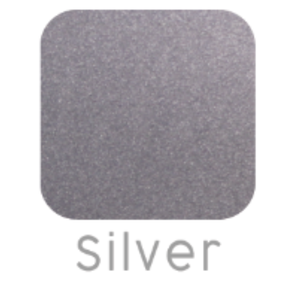 Solid silver color swatch on a white background