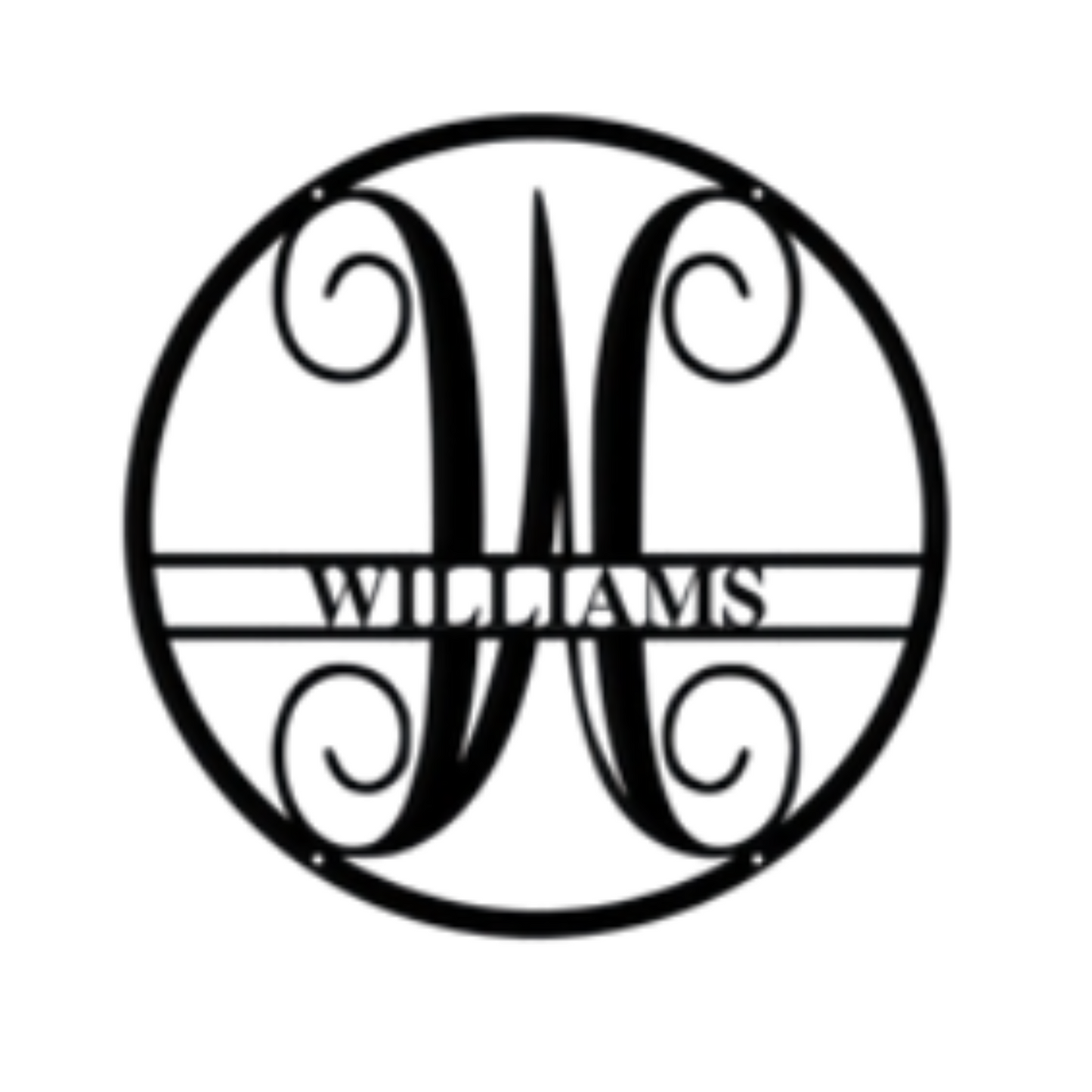 Personalized circle vine monogram metal wall art black finish