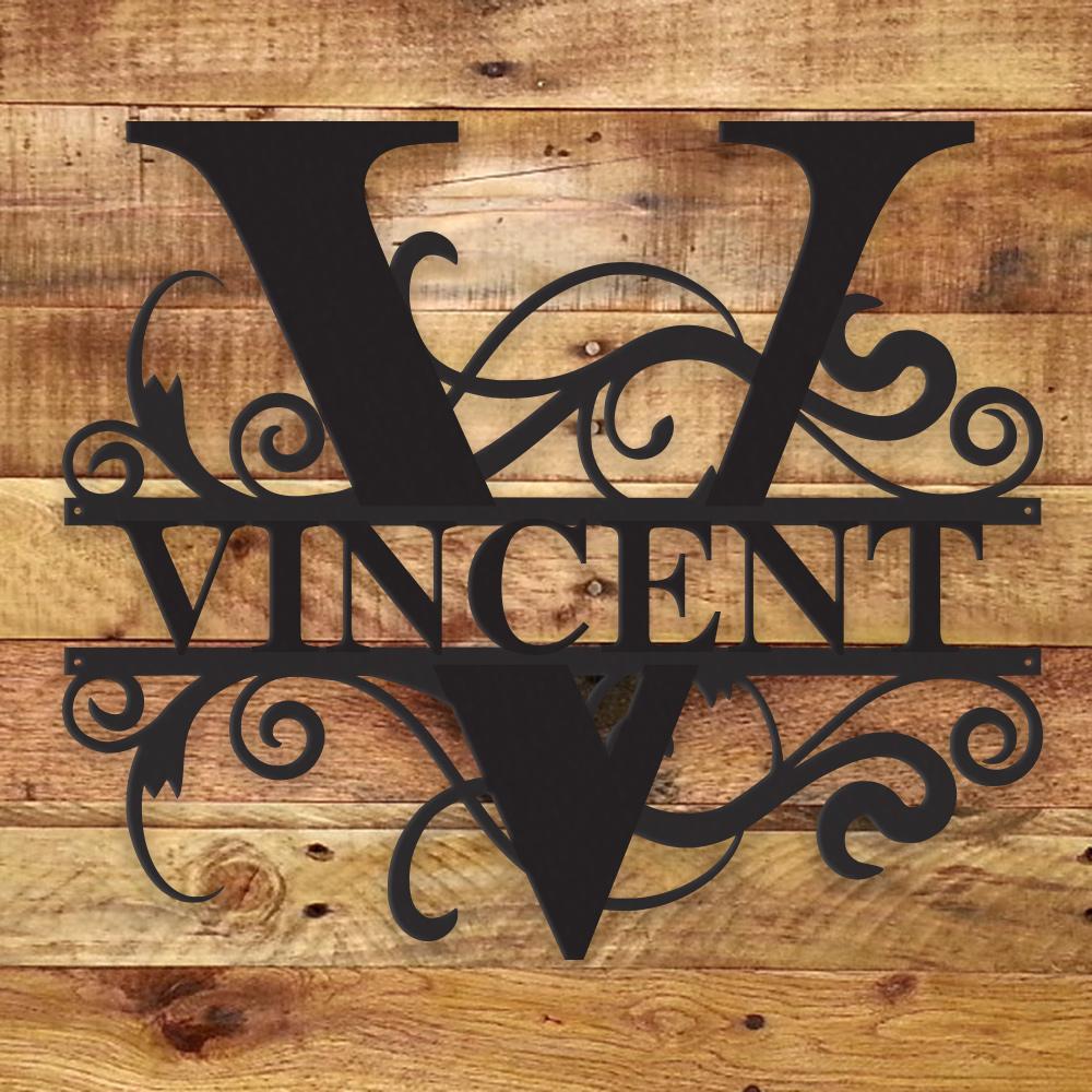 Personalized Fancy Monogram Metal Name Sign – Custom Steel Wall Decor (Indoor/Outdoor)