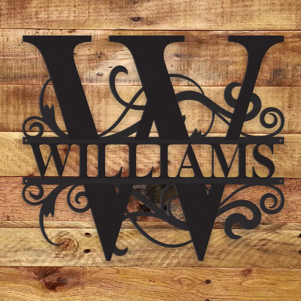 Personalized Fancy Monogram Metal Name Sign – Custom Steel Wall Decor (Indoor/Outdoor)