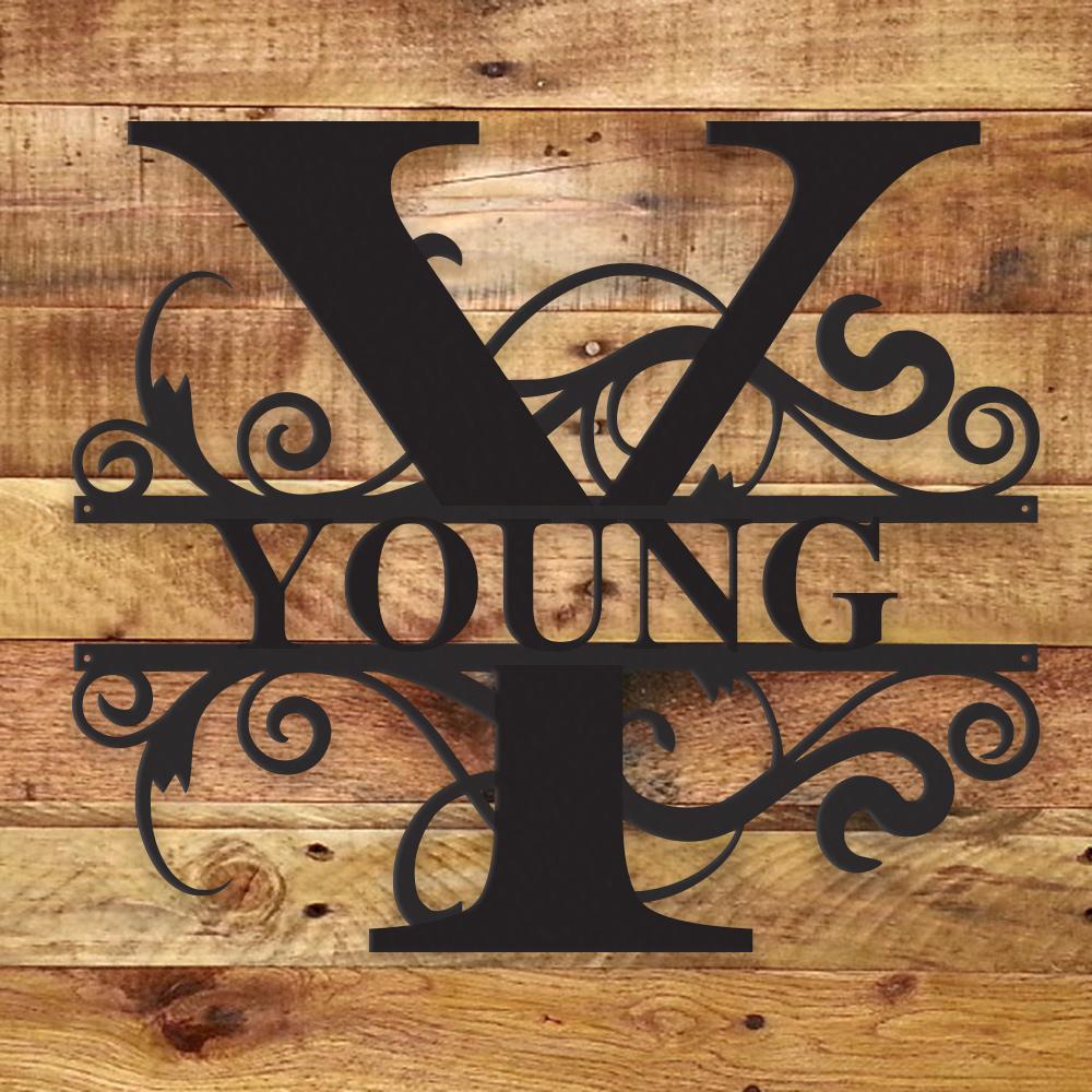 Personalized Fancy Monogram Metal Name Sign – Custom Steel Wall Decor (Indoor/Outdoor)