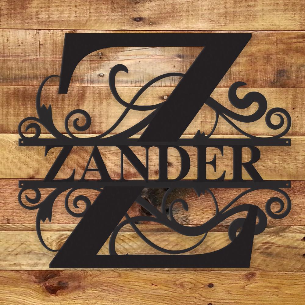 Personalized Fancy Monogram Metal Name Sign – Custom Steel Wall Decor (Indoor/Outdoor)