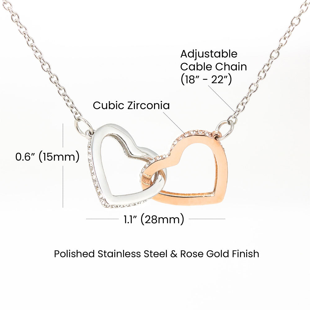 6mm cubic zirconia interlocking hearts pendant adjustable chain