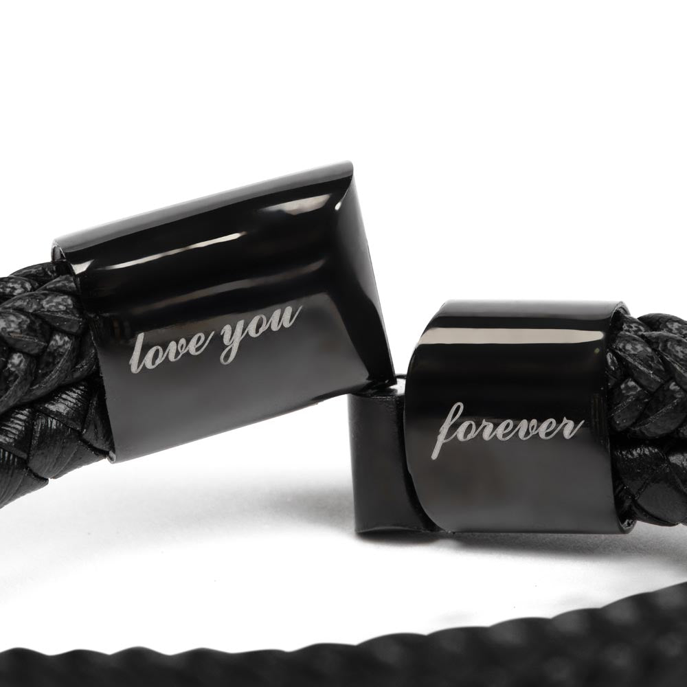 engraved love you forever stainless steel decorative beads vegan leather
