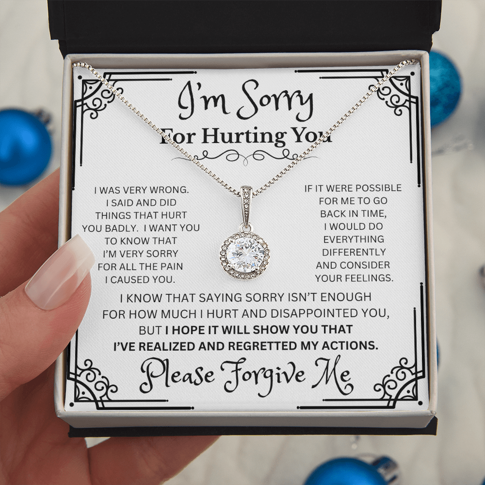 Eternal Hope I'm Sorry necklace white gold cushion cut CZ pendant
