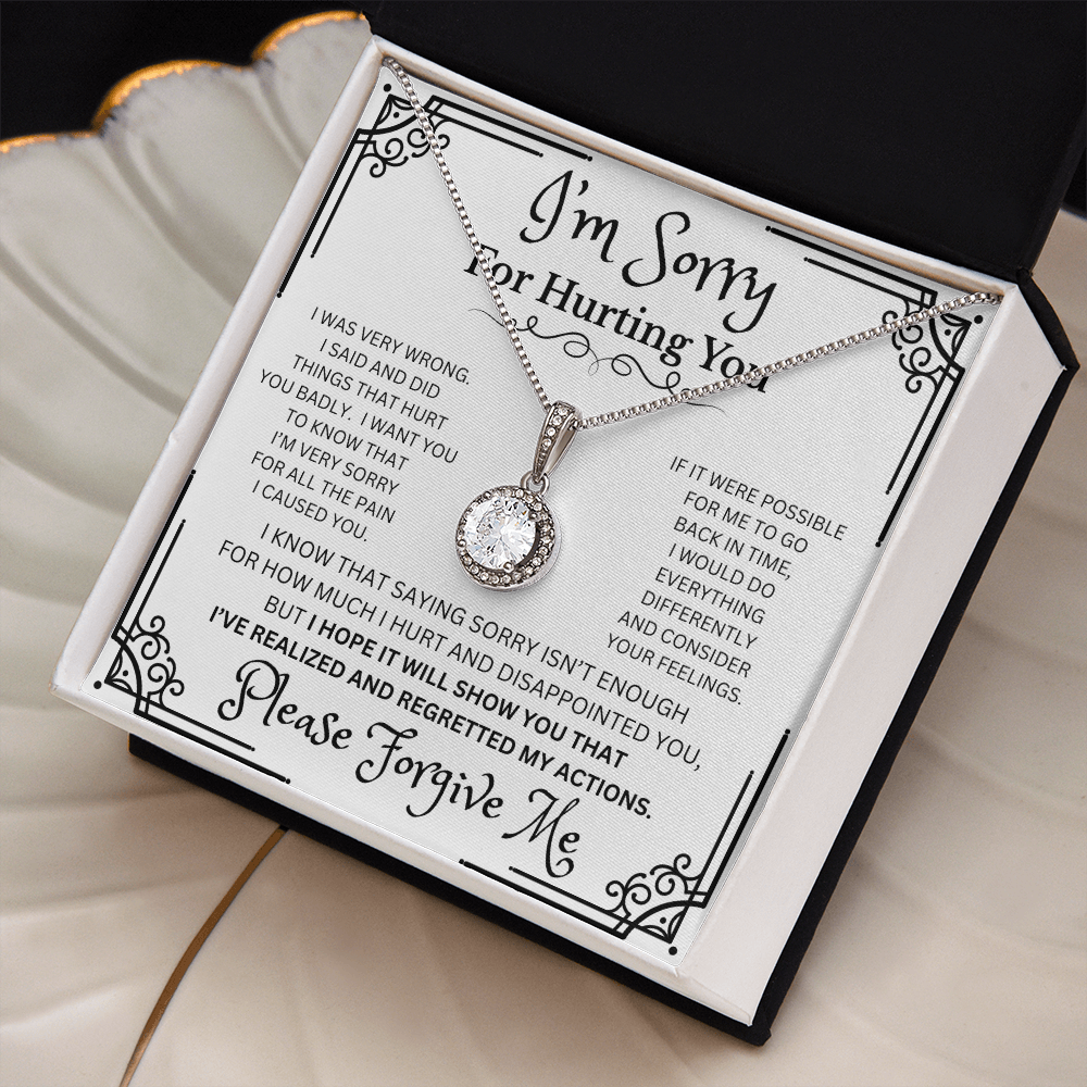 Eternal Hope I'm Sorry necklace white gold cushion cut CZ pendant