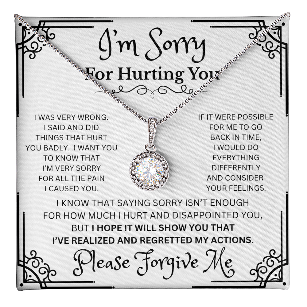 Eternal Hope I'm Sorry necklace white gold cushion cut CZ pendant