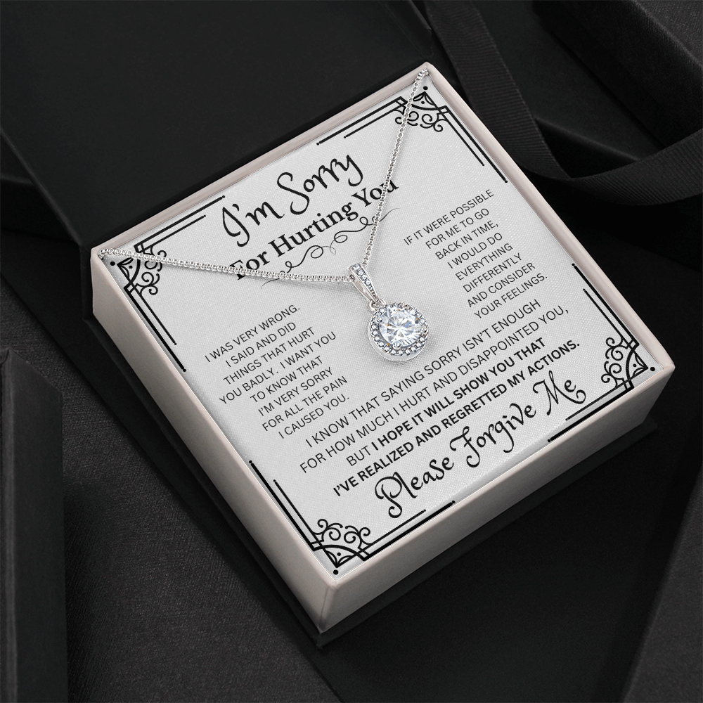 Eternal Hope I'm Sorry necklace white gold cushion cut CZ pendant