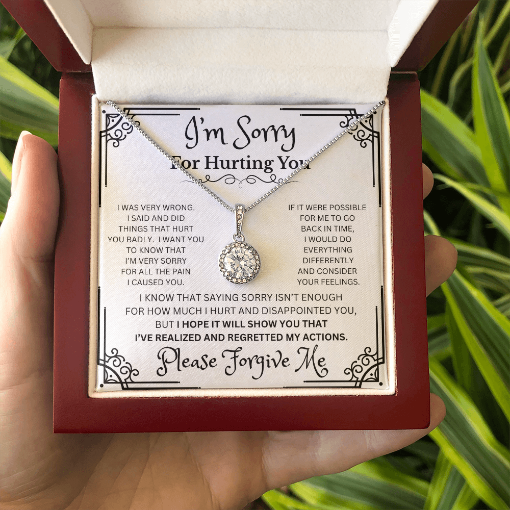 Eternal Hope I'm Sorry necklace in Mahogany Style Luxury Box with LED