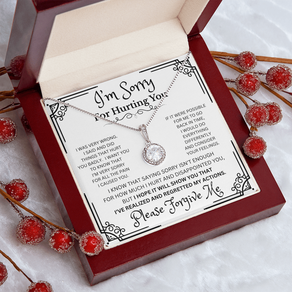 Eternal Hope I'm Sorry necklace in Mahogany Style Luxury Box with LED