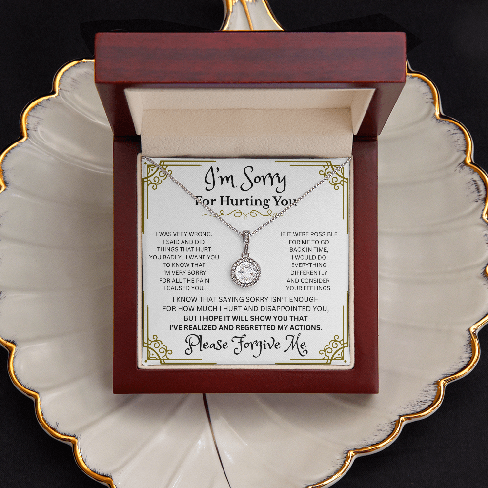 Eternal Hope Please Forgive Me necklace Mahogany Style Box with LED