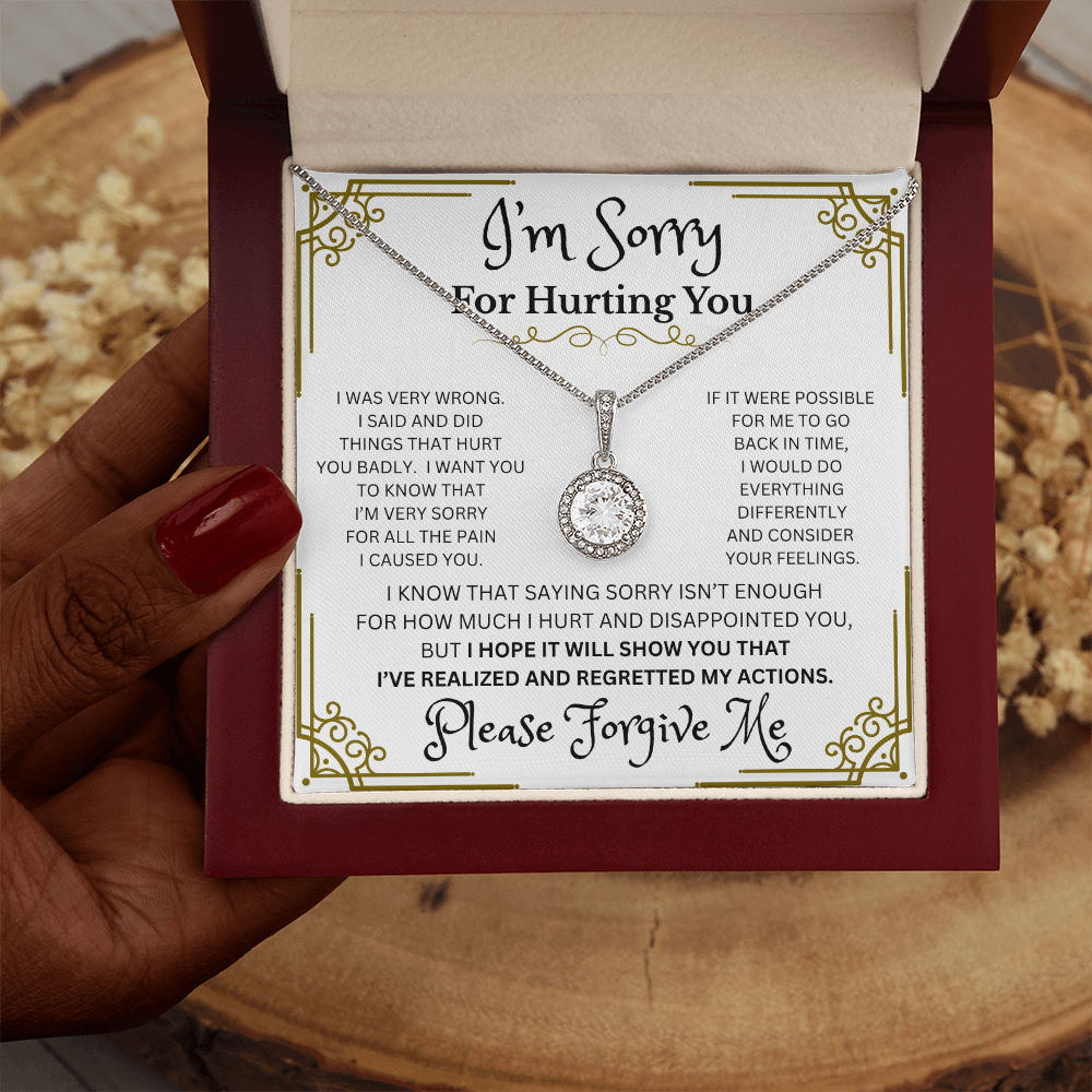 Eternal Hope Please Forgive Me necklace Mahogany Style Box with LED