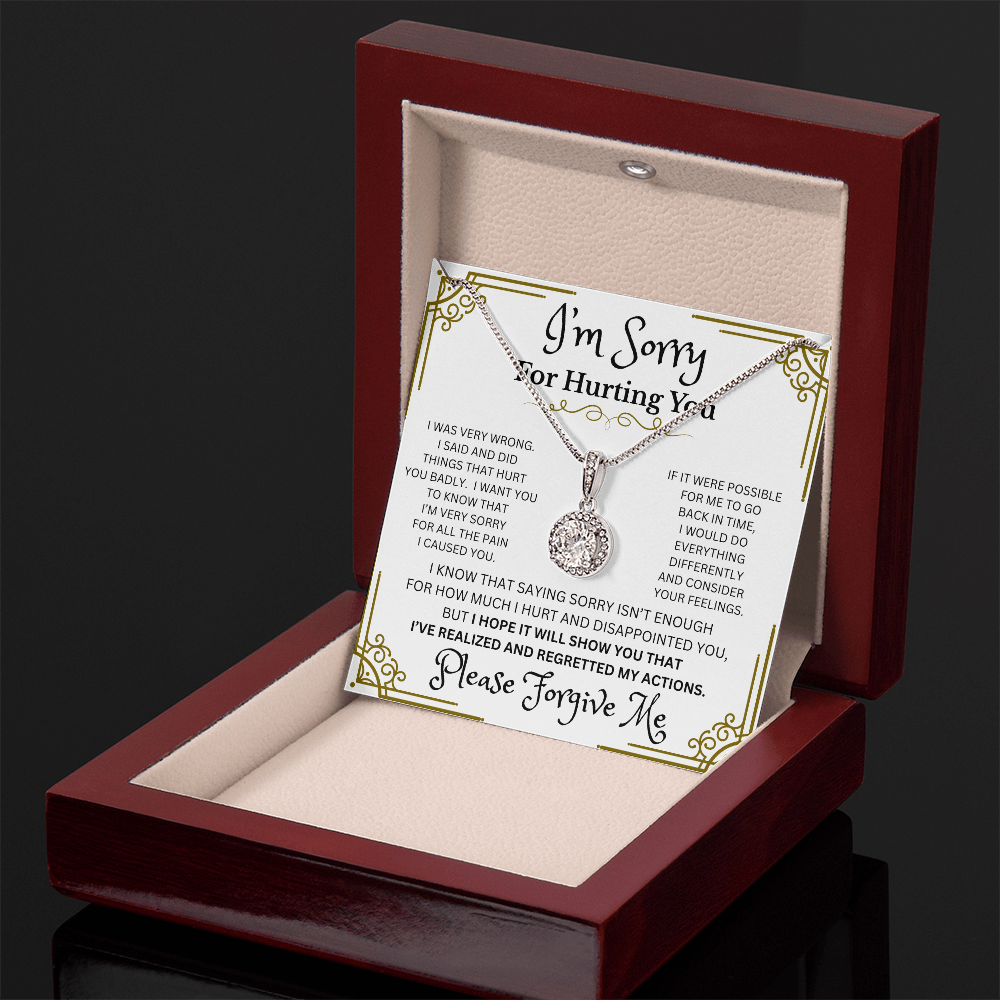 Eternal Hope Please Forgive Me necklace Mahogany Style Box with LED
