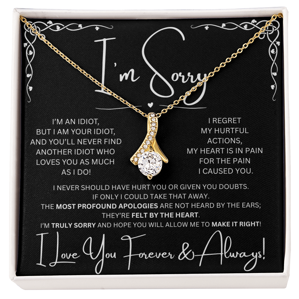 I'm Sorry Gold Toned Alluring Beauty Necklace in Two-Toned Box