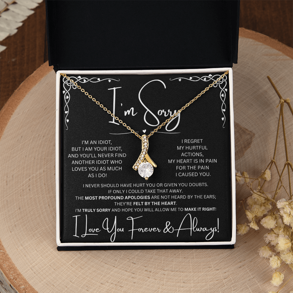 I'm Sorry Gold Toned Alluring Beauty Necklace in Two-Toned Box