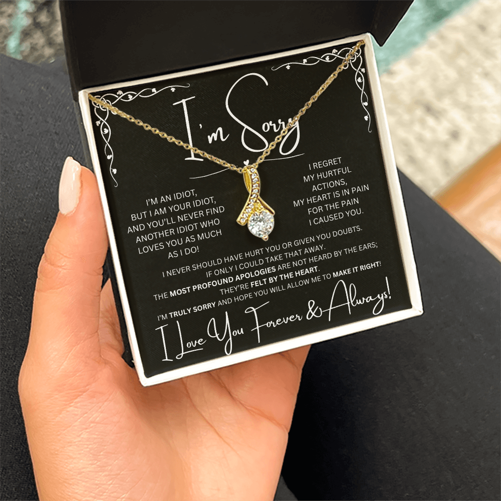 I'm Sorry Gold Toned Alluring Beauty Necklace in Two-Toned Box