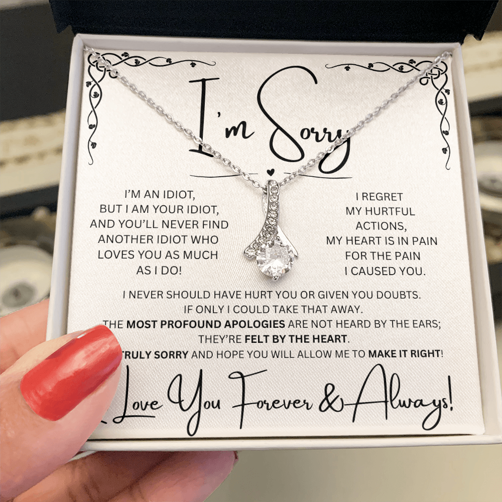 I'm Sorry Gold Toned Alluring Beauty Necklace in Two-Toned Box