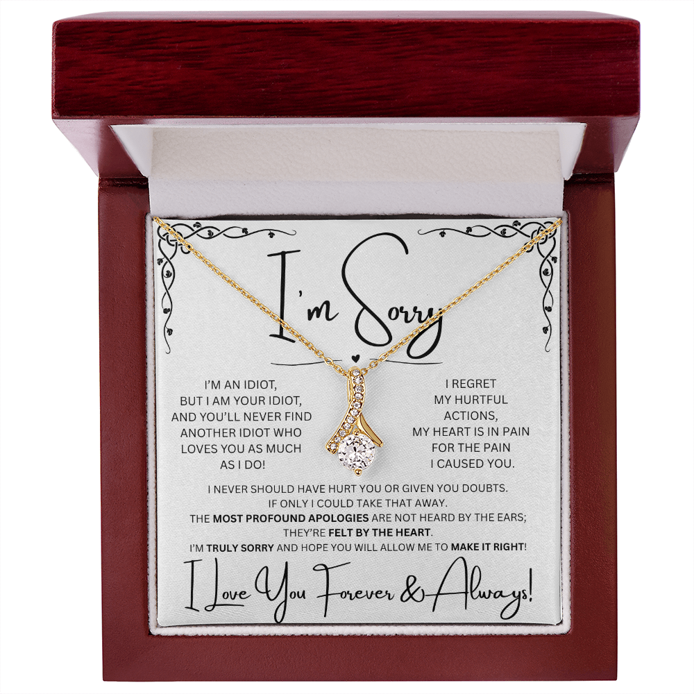 I'm Sorry Alluring Beauty Gold Toned Necklace in Luxury Mahogany Style Box