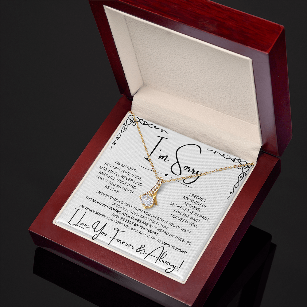 I'm Sorry Alluring Beauty Gold Toned Necklace in Luxury Mahogany Style Box