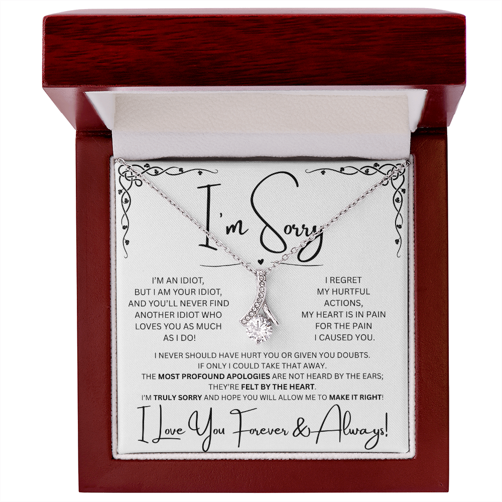 I'm Sorry Alluring Beauty Necklace in Luxury Mahogany Style Box