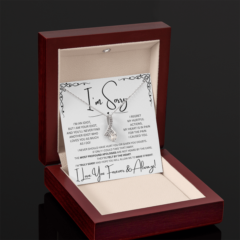 I'm Sorry Alluring Beauty Necklace in Luxury Mahogany Style Box with LED