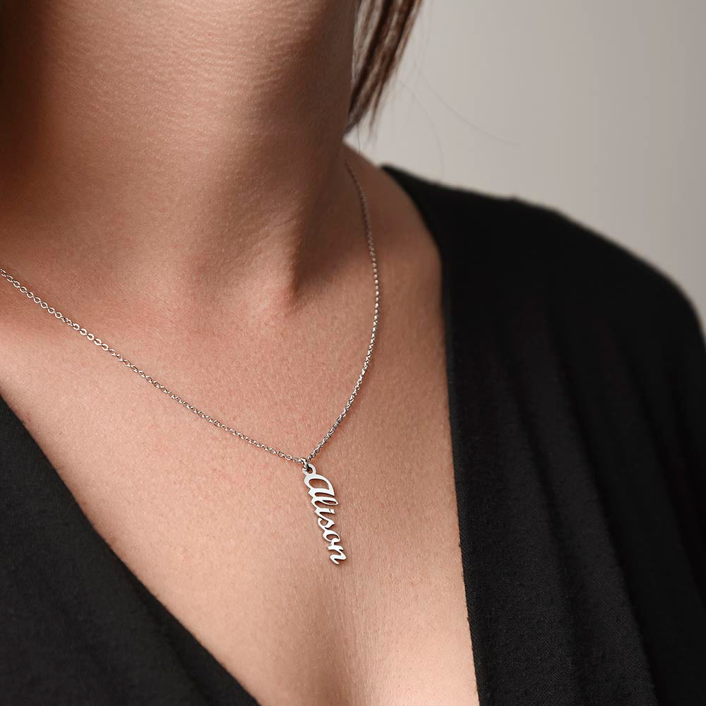 Stainless Custom name necklace gift worn by daughter