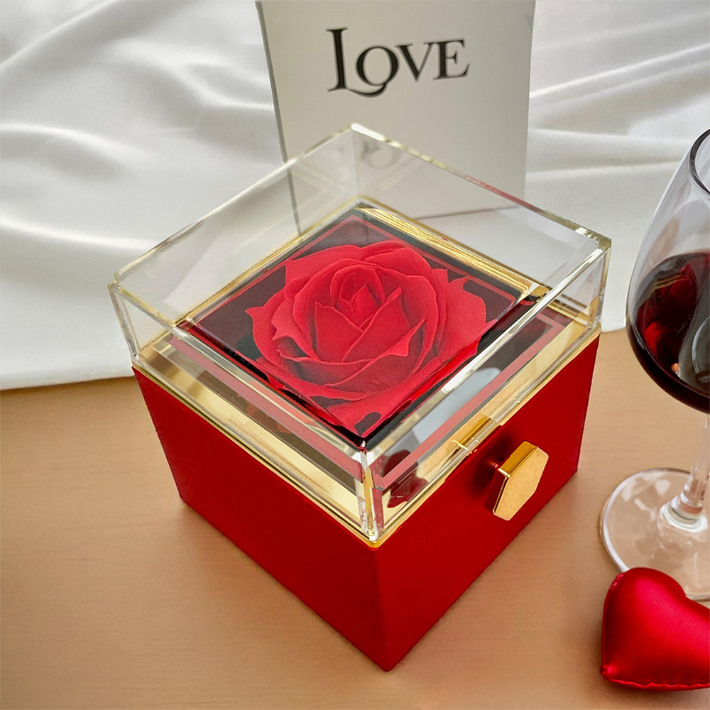 Preserved red rose box