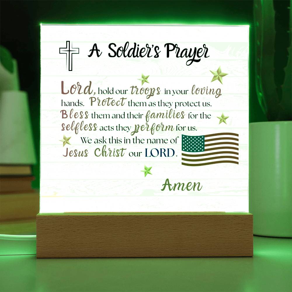 A Soldier’s Prayer acrylic square plaque military tribute gift 6 inch