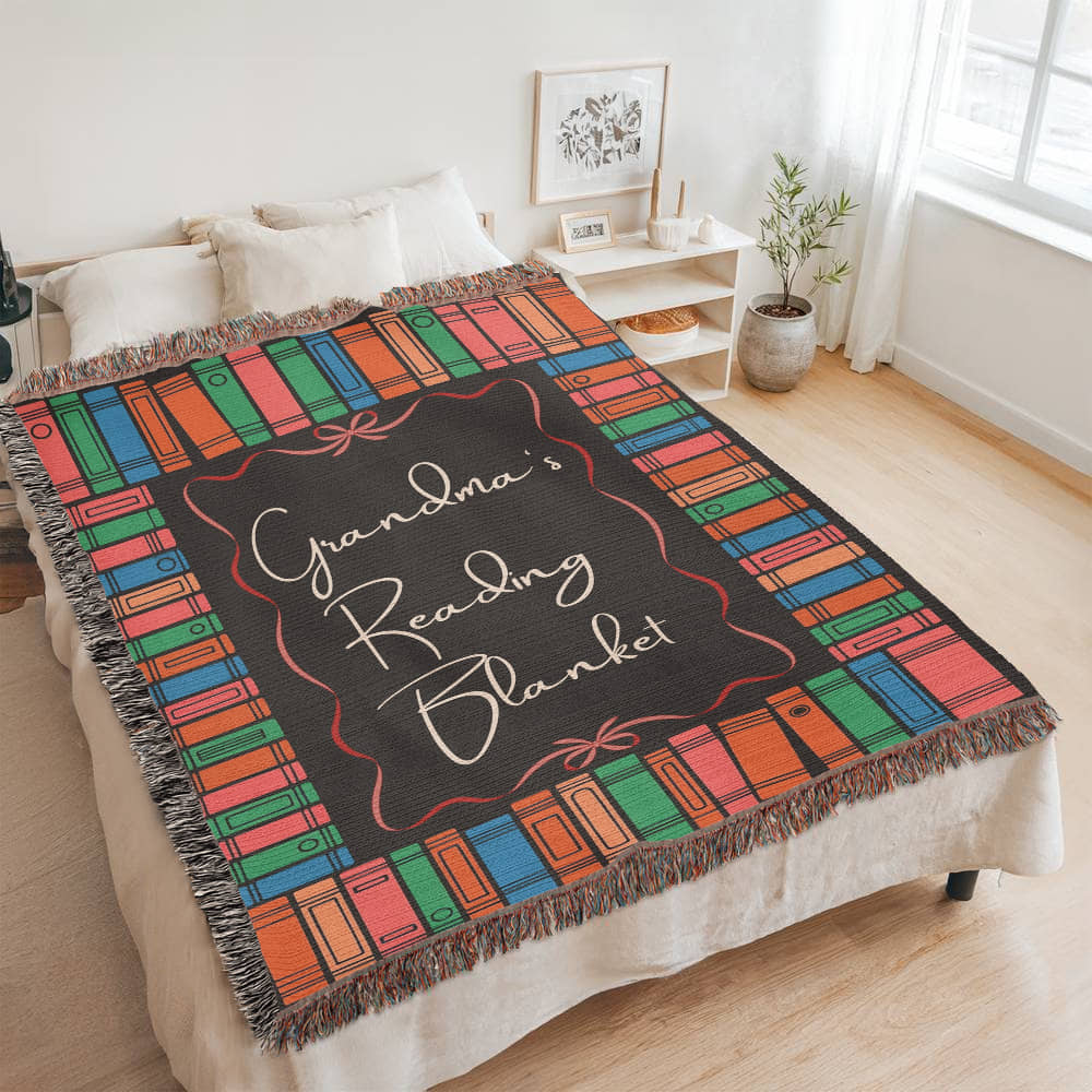 Personalized reading blanket heirloom woven artwork cozy throw