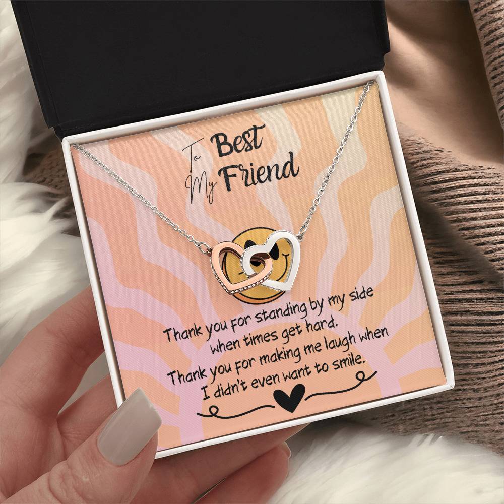 Interlocking Hearts Necklace gift for best friend 14k plated stainless steel