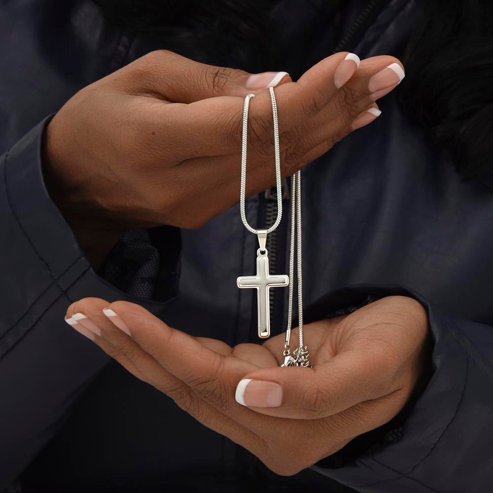 Polished stainless steel cross pendant hypoallergenic waterproof
