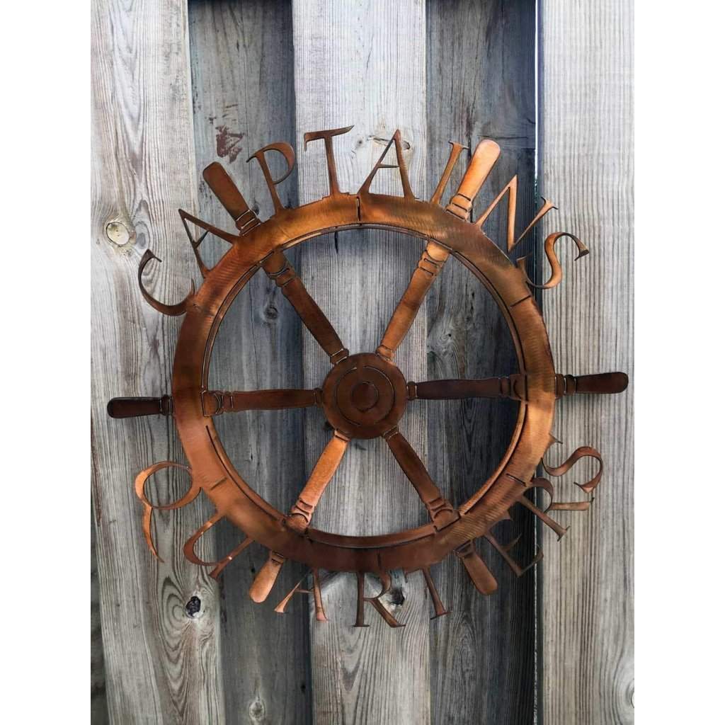 Captain’s Wheel Metal Wall Art | Nautical Steel Décor