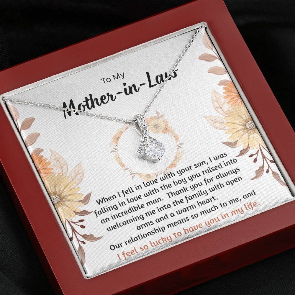 LED mahogany gift box for mother-in-law necklace with 14K Yellow Gold-plated Necklace