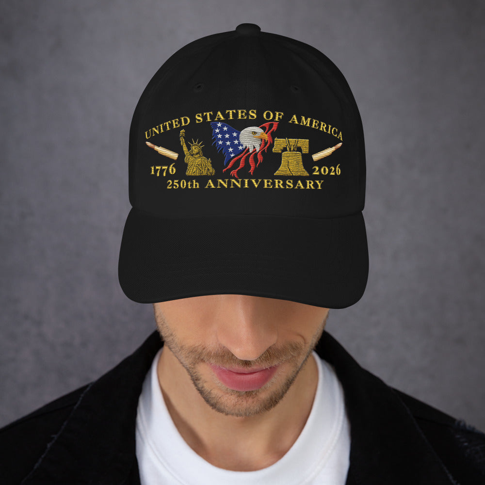 250th Anniversary Patriotic Hat perfect for veterans and dad - Black
