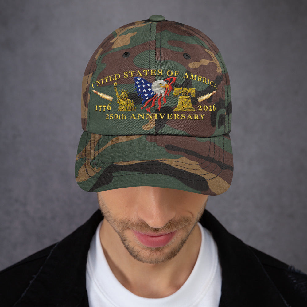 250th Anniversary Patriotic Hat perfect for veterans and dad - Camo