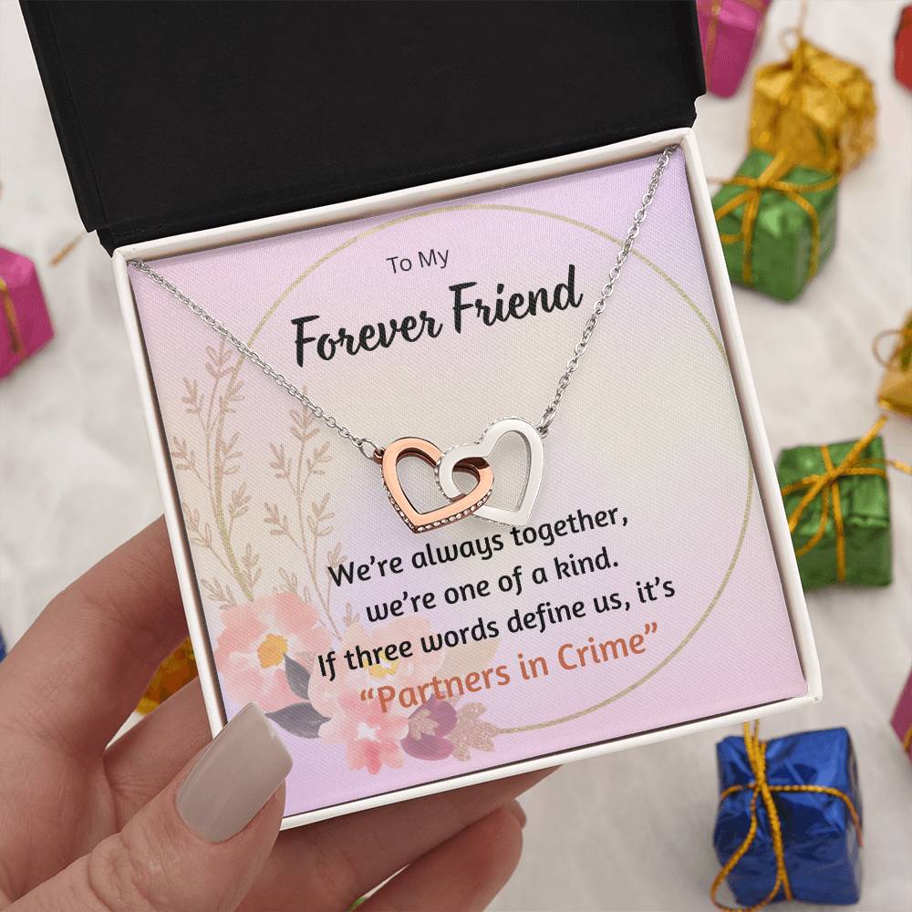 Interlocking Hearts Necklace gift for forever friend 14k plated stainless steel