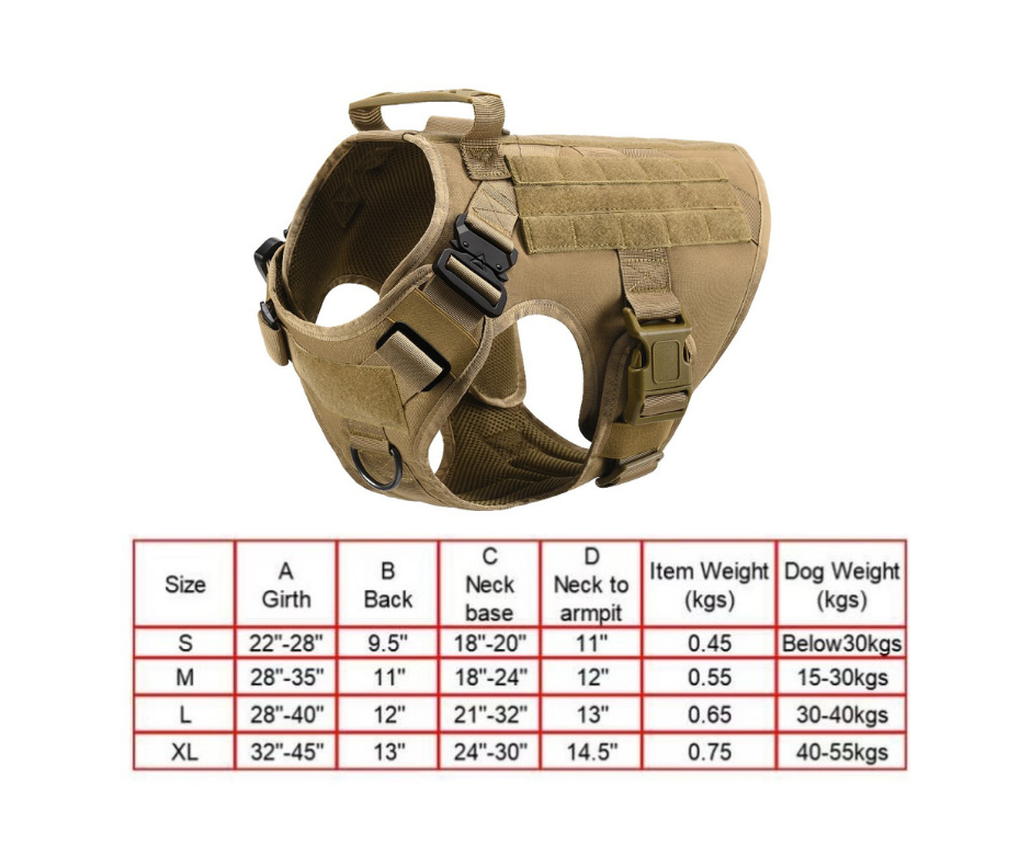 Tactical Dog Harness & Leash Set - Adjustable Military K9 Gear