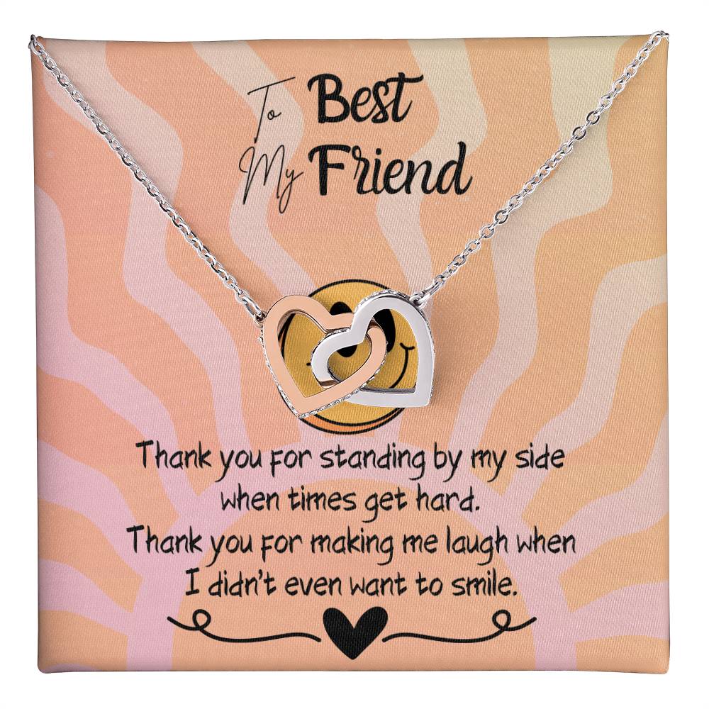 Interlocking Hearts Necklace gift for best friend 14k plated stainless steel