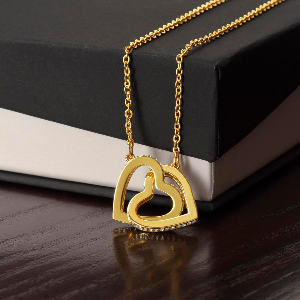 6mm cubic zirconia interlocking hearts pendant adjustable chain