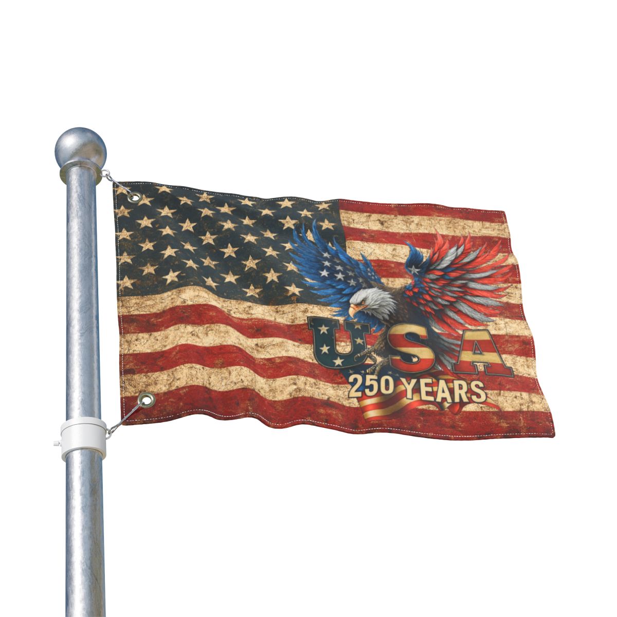 USA 250 Retro Distressed American Flag – 1776–2026 Anniversary Wall Decor