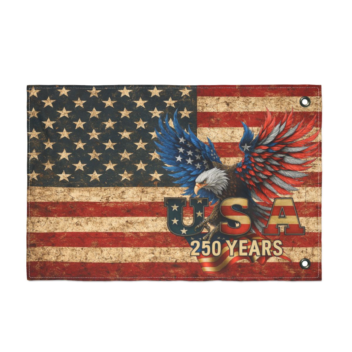 USA 250 Retro Distressed American Flag – 1776–2026 Anniversary Wall Decor