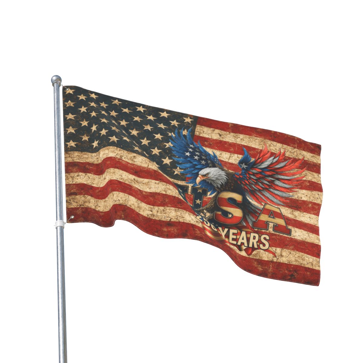 USA 250 Retro Distressed American Flag – 1776–2026 Anniversary Wall Decor